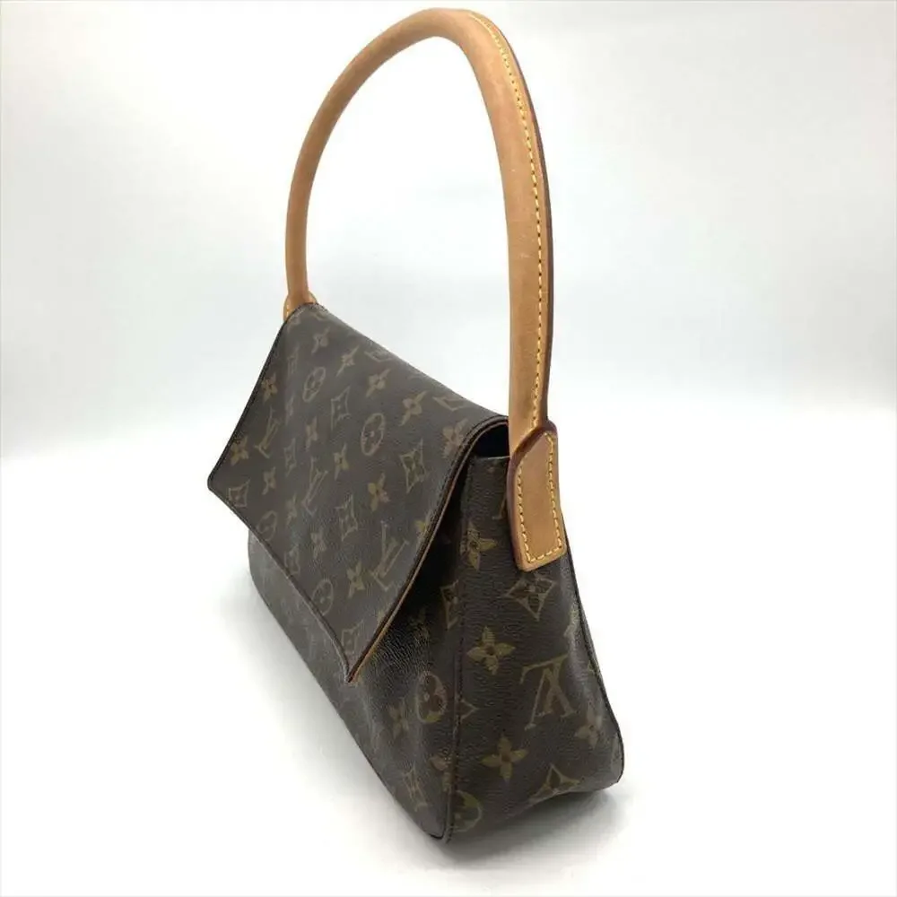 LOUIS VUITTON Authentic Brown Monogram Canvas Mini Looping Shoulder Bag